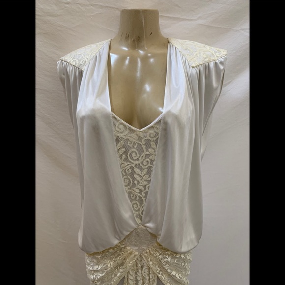 VTG 80s Judys Size 11 White Drop Waist Dress - Picture 3 of 11